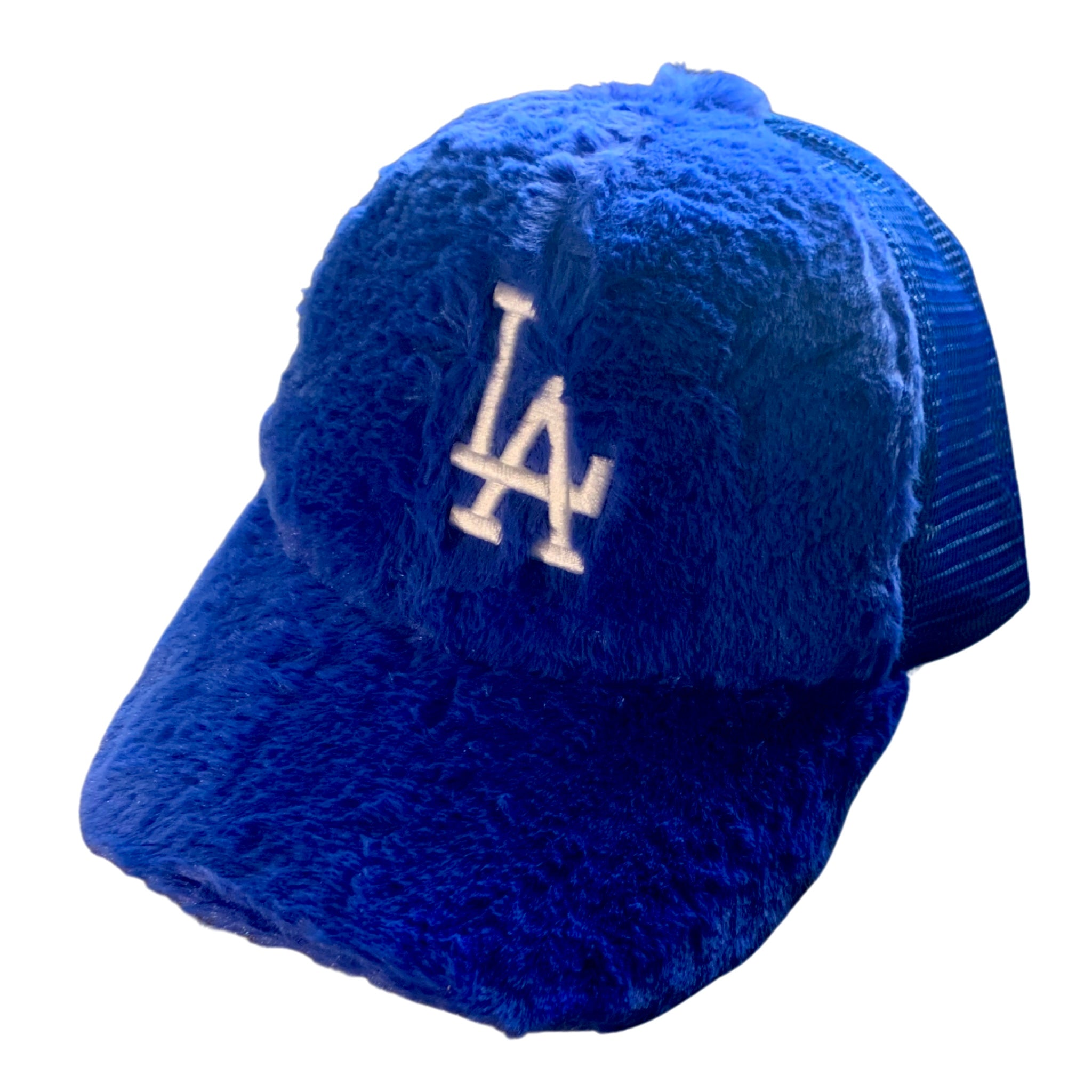 Faux Fur Dodgers Trucker Hat